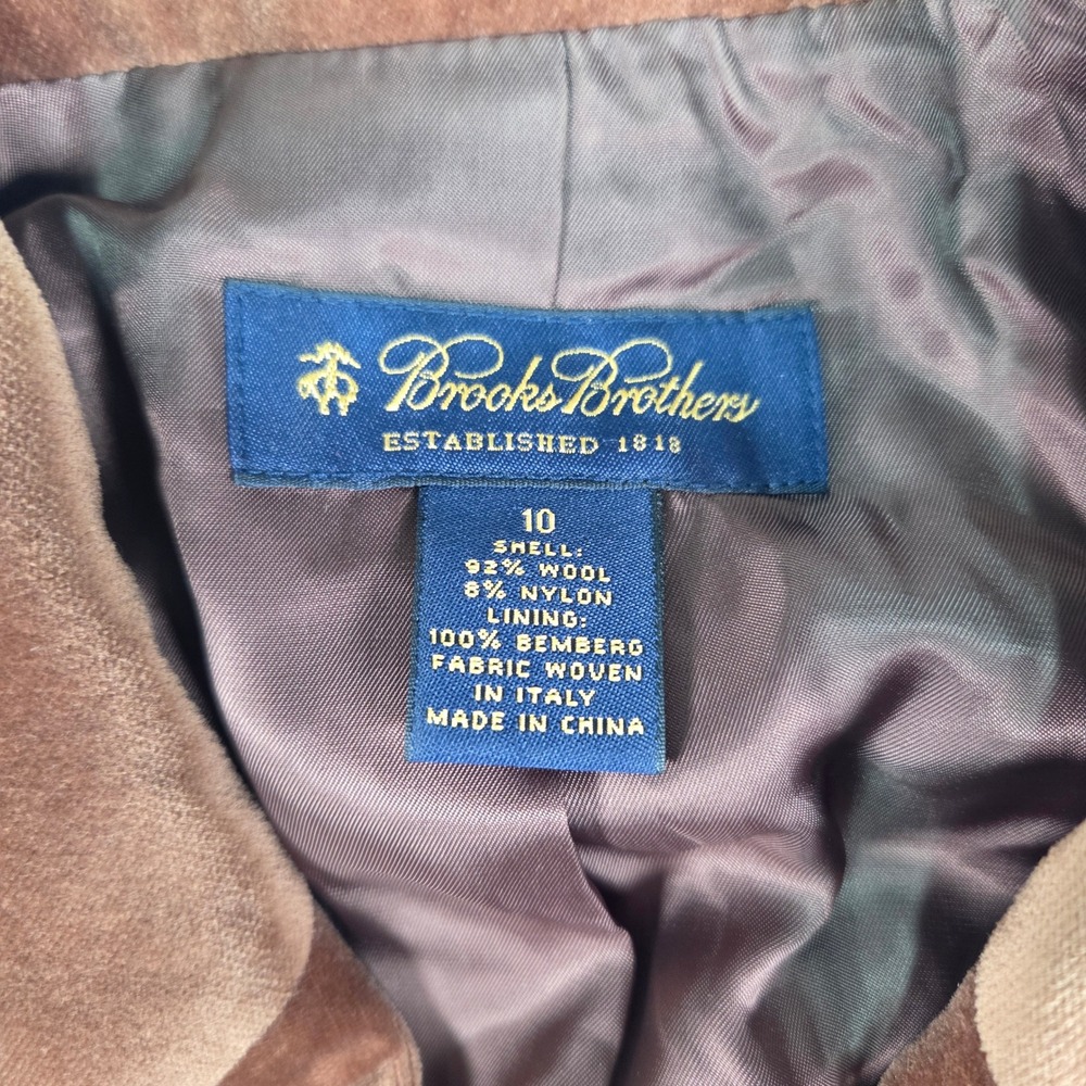 Vintage Brooks Brothers Skirt Suit Womens 10/8 Brown Wool Tweed Velvet Trim Vtg - Picture 4 of 13